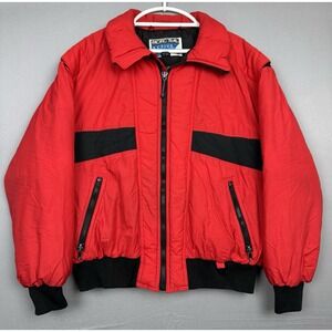 Vintage Pacific Trail Red Retro Ski Jacket Mens Large Down Feathers Winter 80s